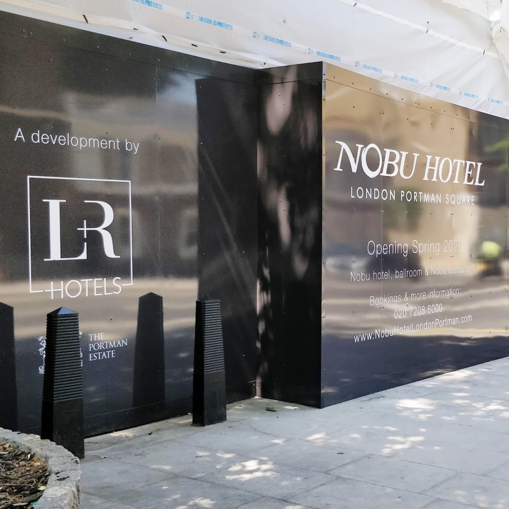 Nobu Hotel site hoarding graphics