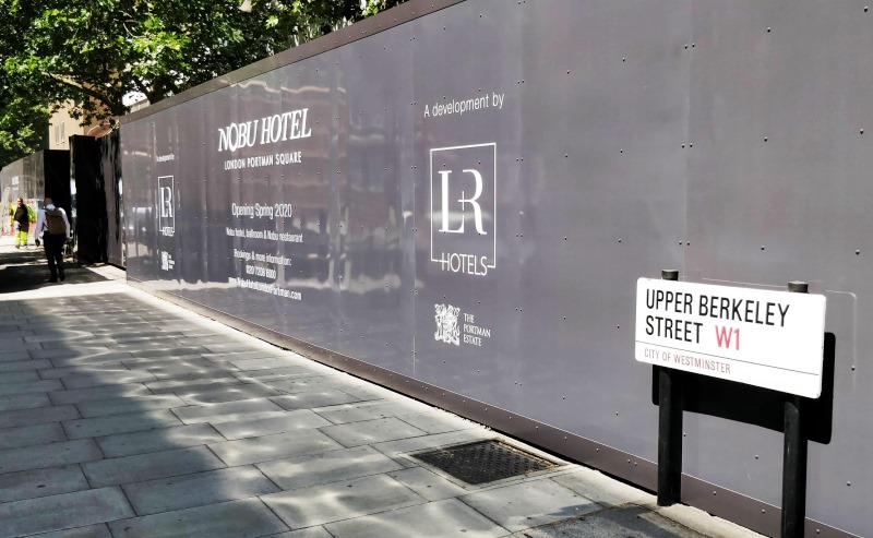 Nobu Hotel site hoarding graphics