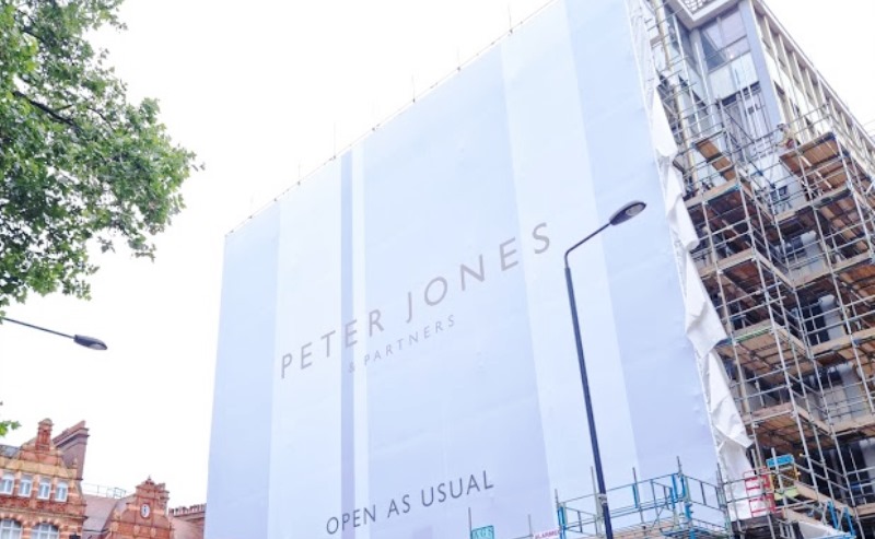 Peter Jones & Partners printed scaffold banner