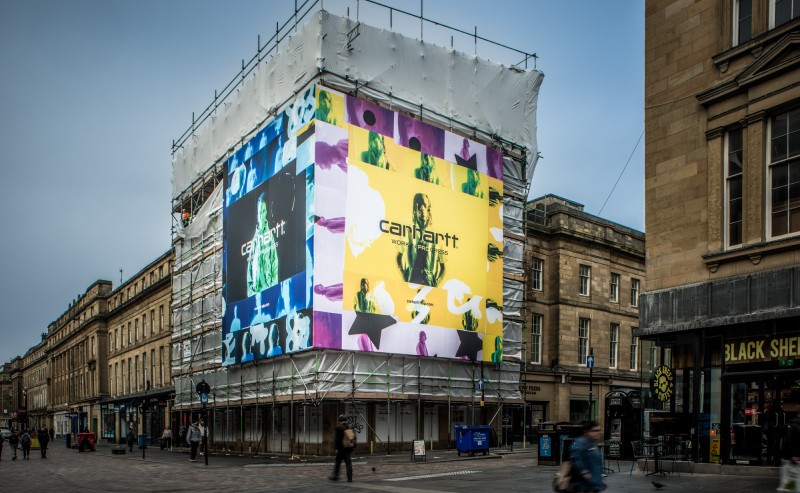 Newcastle Carhartt WIP printed scaffold banner