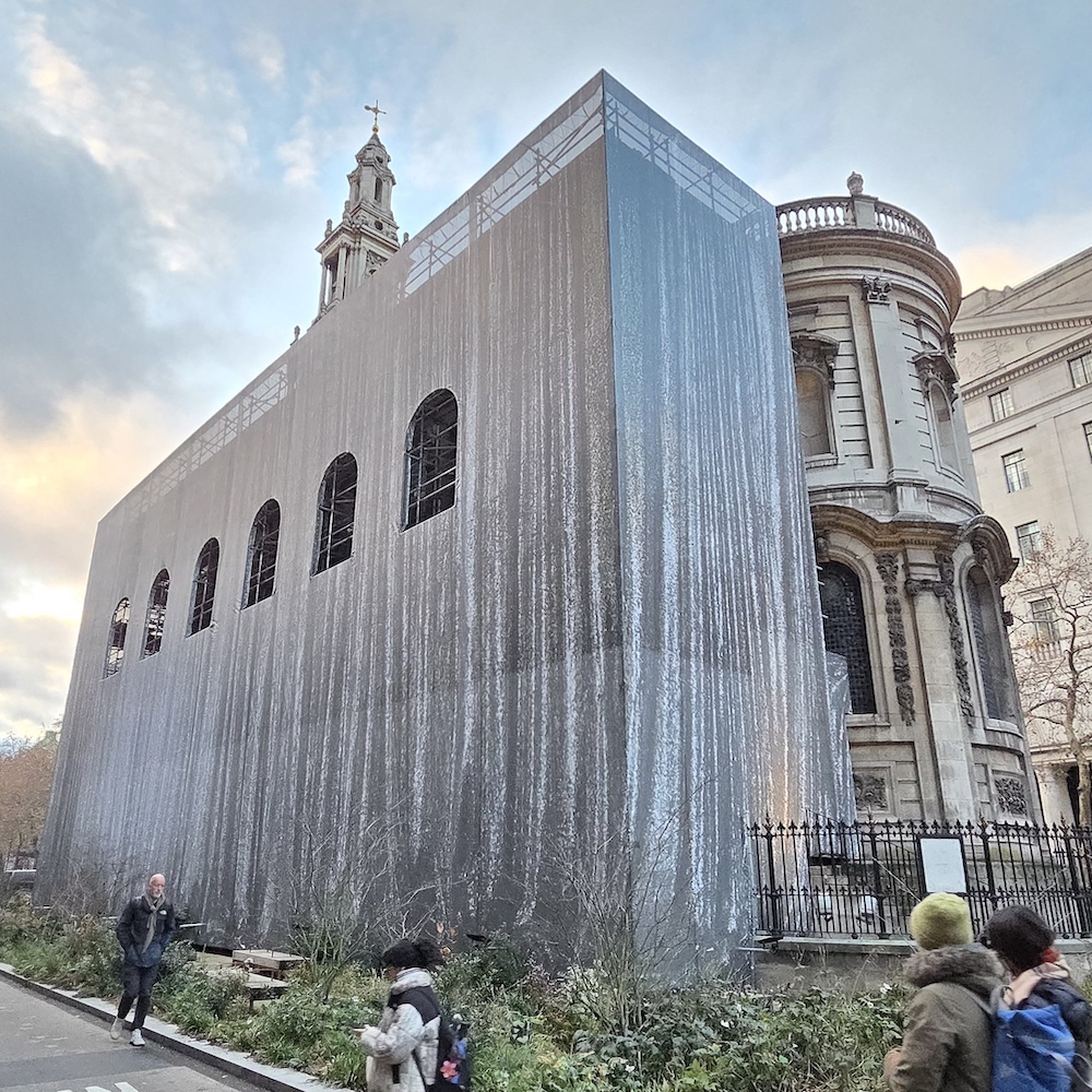 St Mary le Strand printed scaffold wrap by Embrace