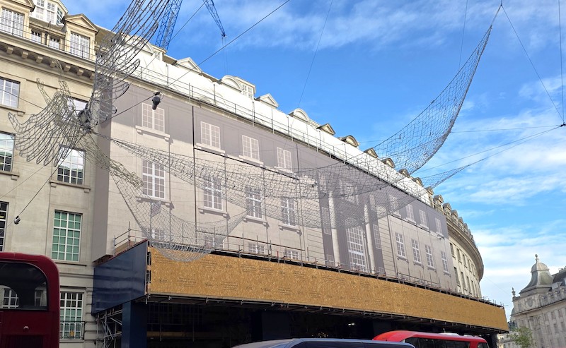 Venture House printed scaffold banner in Regent Street by Embrace Building Wraps