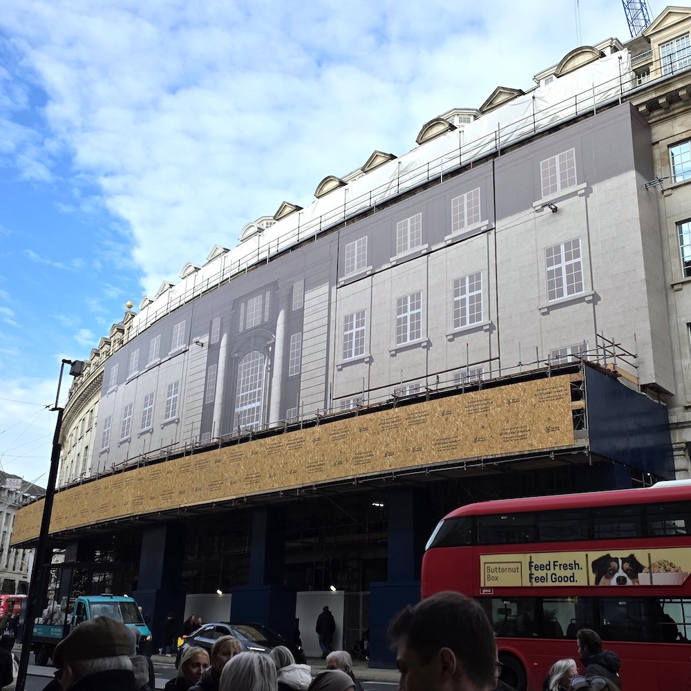 Venture House printed scaffold banner in Regent Street by Embrace Building Wraps
