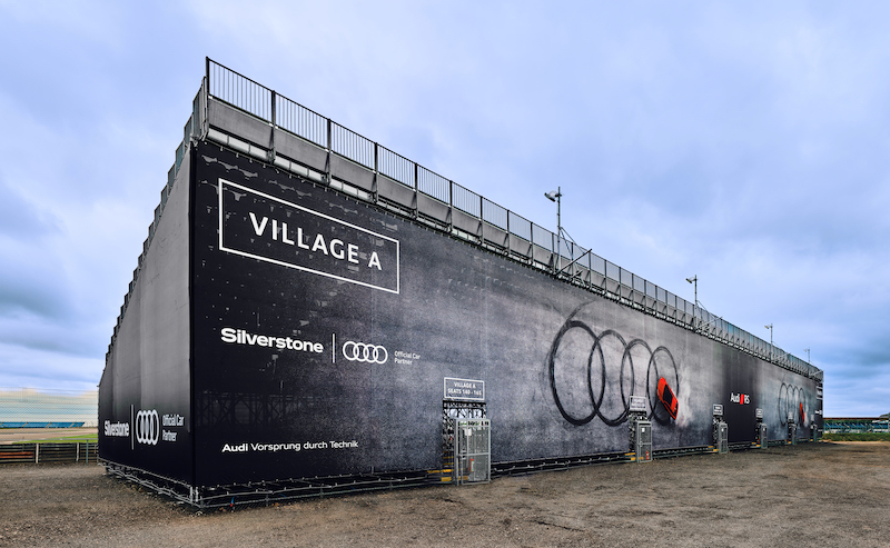 Premium printed mesh banners transform Silverstone grandstands into bold Audi branding Premium printed mesh banners transform Silverstone grandstands into bold Audi branding