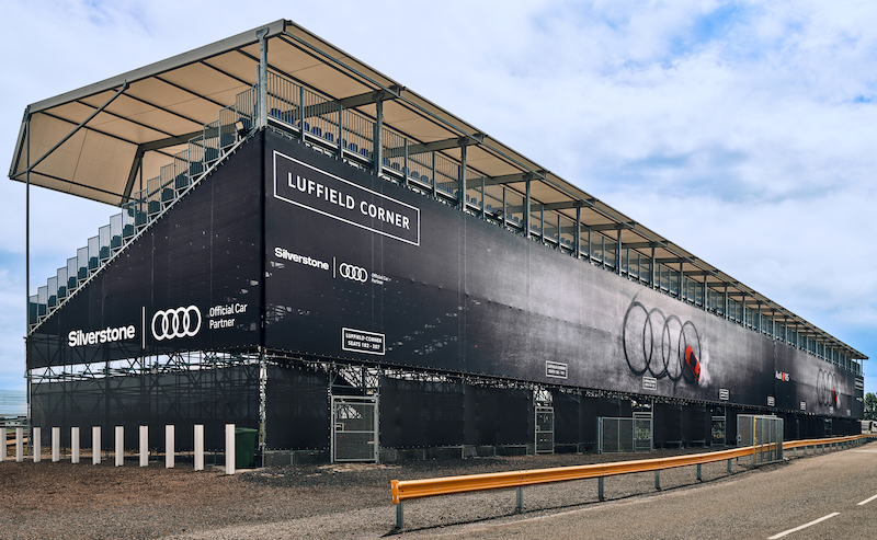 Audi stadium wrap at Silverstone by Embrace Building Wraps Audi stadium wrap at Silverstone by Embrace Building Wraps